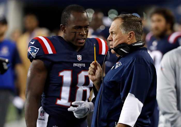 New England Patriots Matthew Slater and head coach Bill Belichick